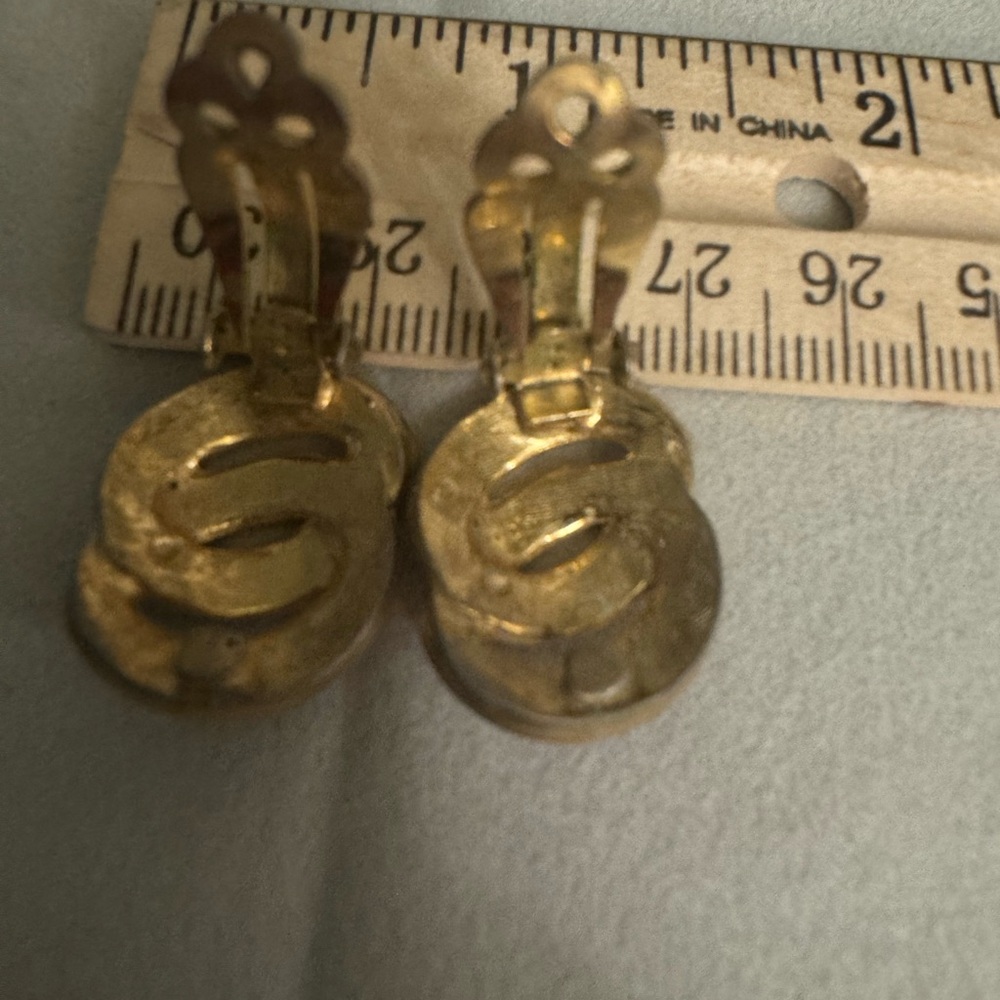 Ellen Degeneres Red Enamel Swirl Clip-On Earrings with Gold Accents - Picture 5 of 6